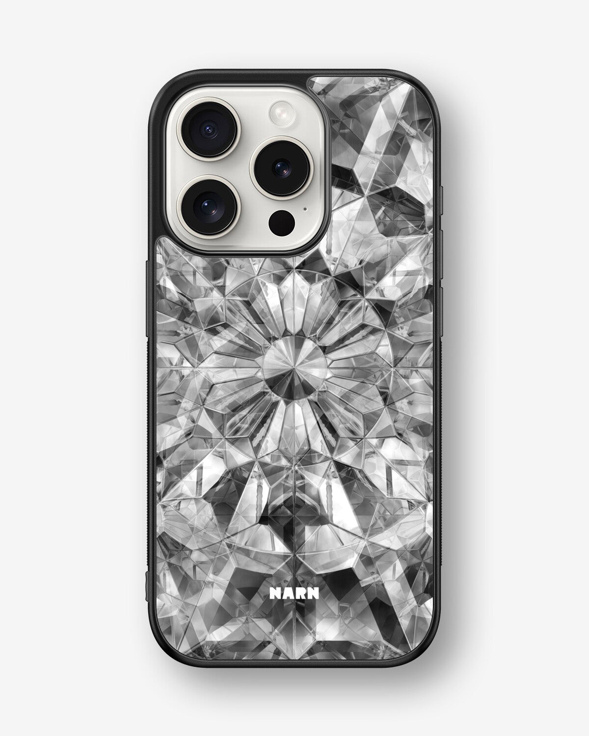 iPhone 15 Pro Hard Case – Grey Crystals - View 1
