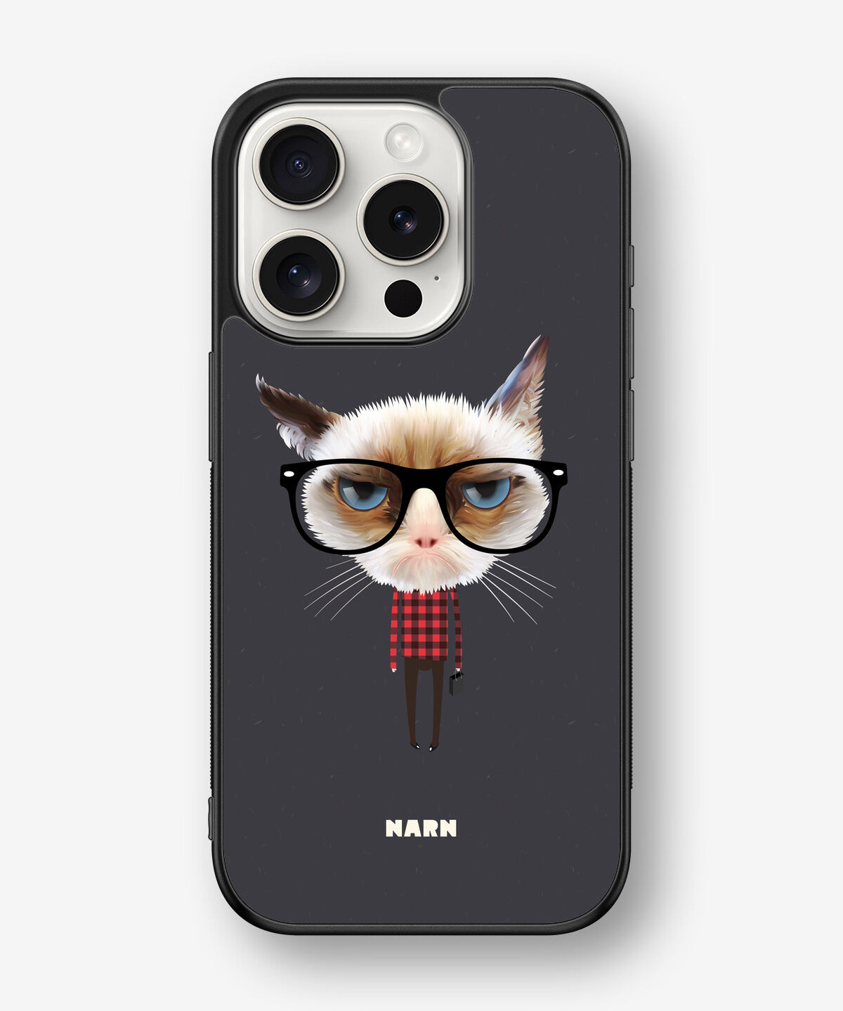 iPhone 15 Pro Hard Case – Hipster Cat - View 1