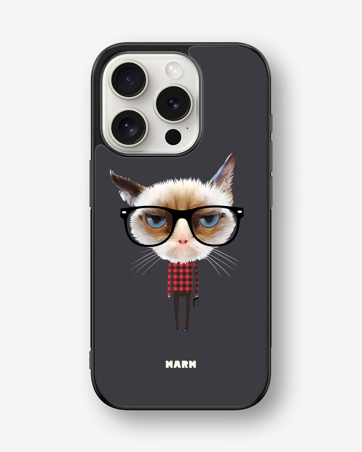 iPhone 15 Pro Hard Case – Hipster Cat - View 1