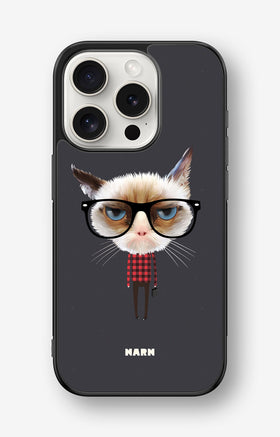 iPhone 15 Pro Hard Case – Hipster Cat - View 1
