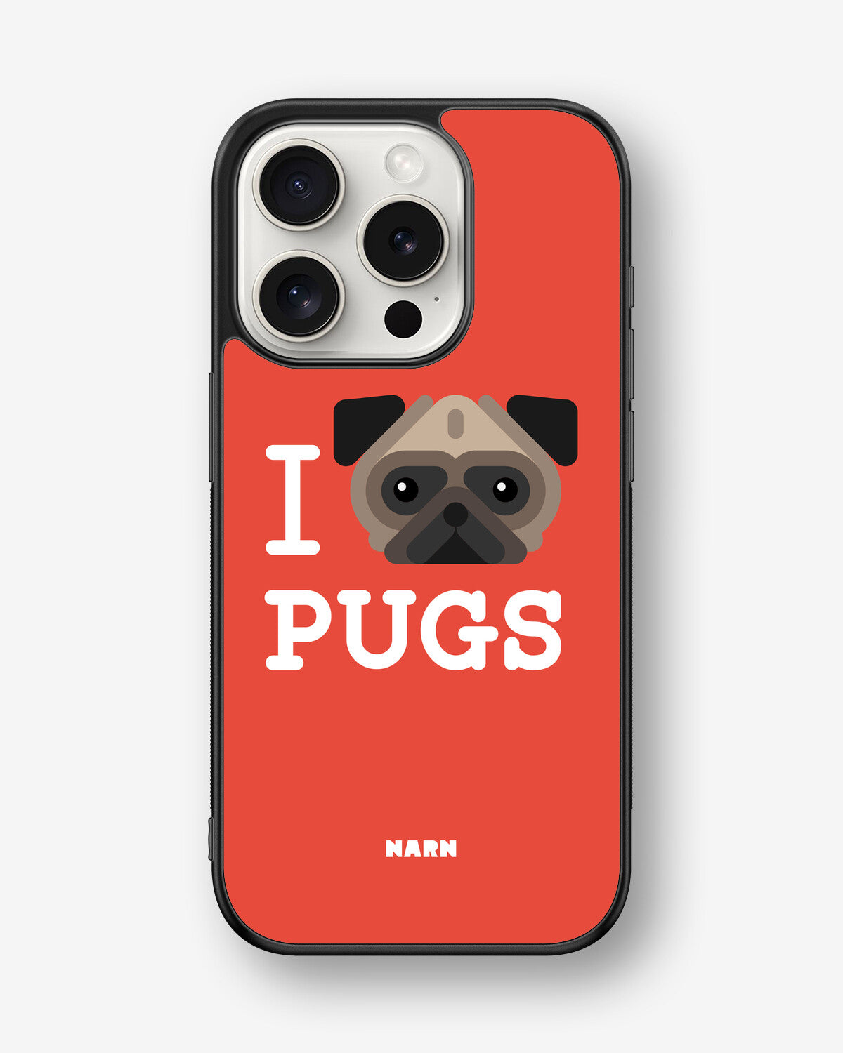 iPhone 15 Pro Hard Case – I Love Pugs - View 1