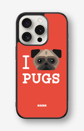 iPhone 15 Pro Hard Case – I Love Pugs - View 1