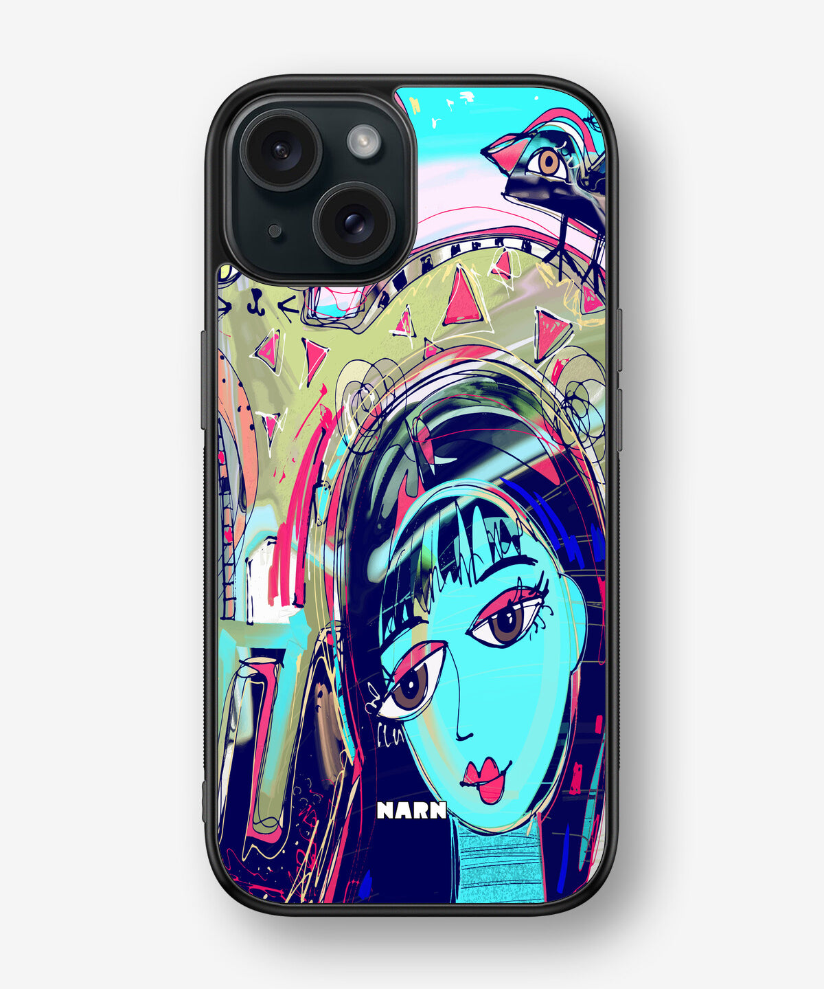 iPhone 15 Hard Case – Abstract Cat - View 1