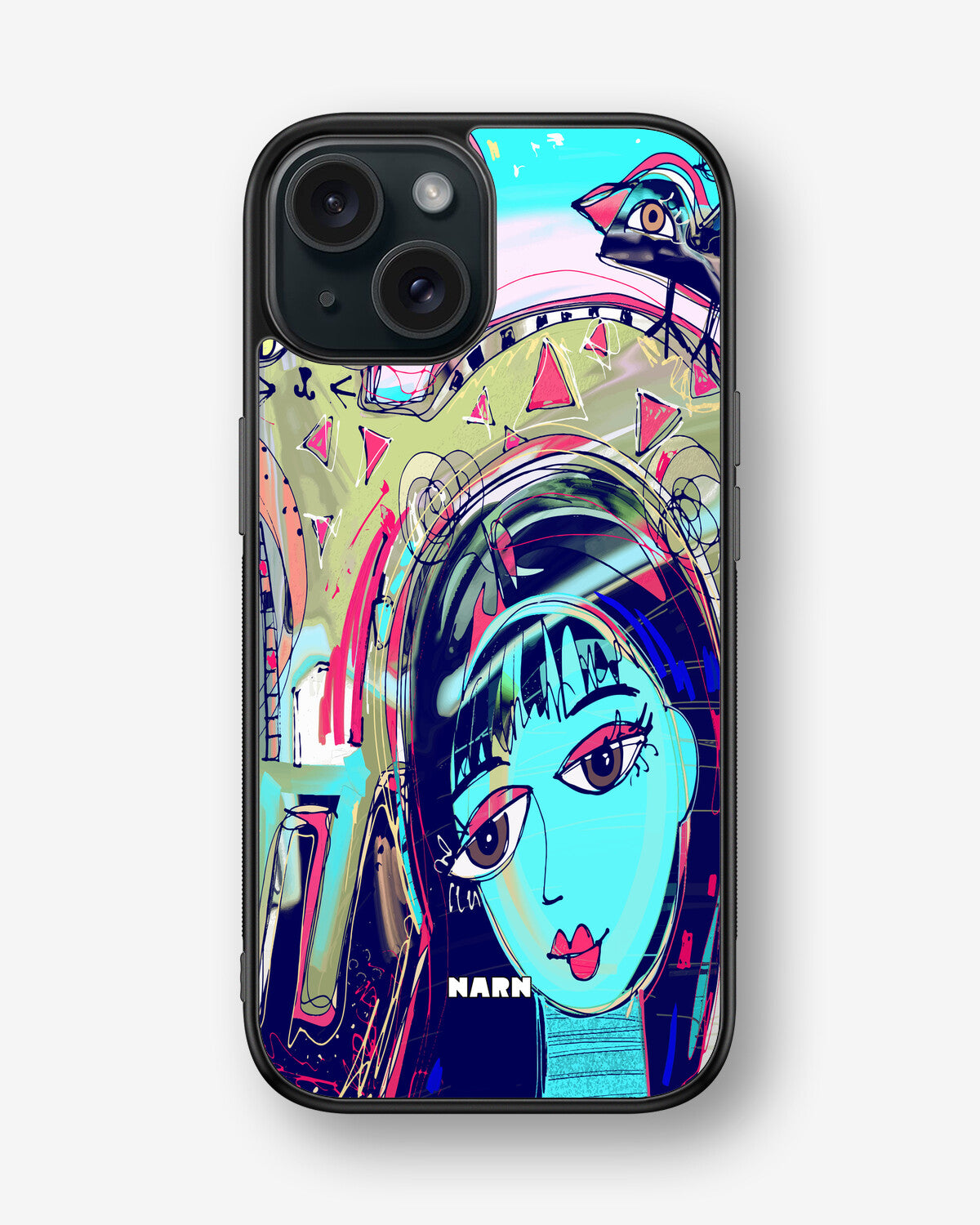 iPhone 15 Hard Case – Abstract Cat - View 1