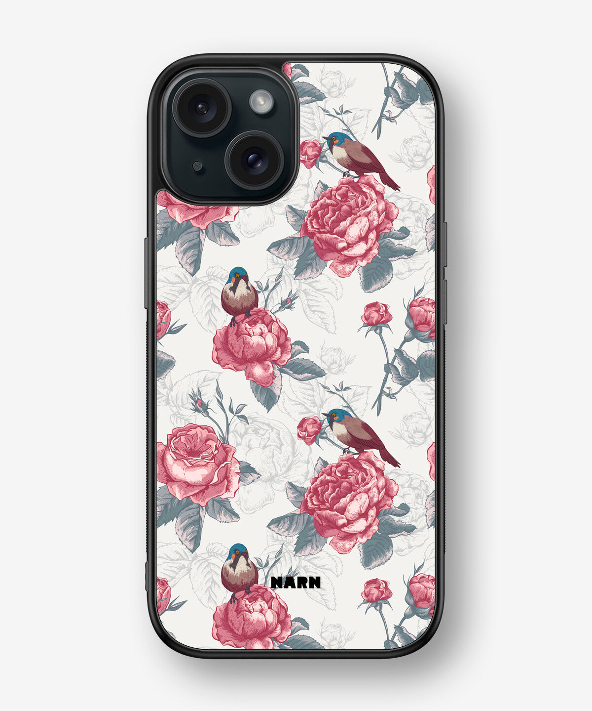 iPhone 15 Hard Case – Birds Among Roses - View 1