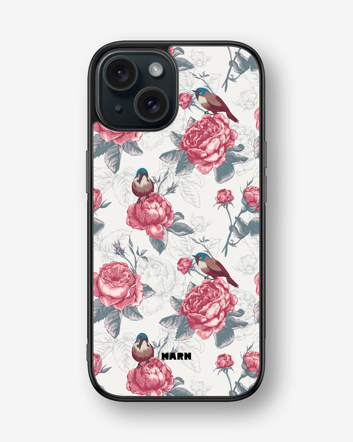 iPhone 15 Hard Case – Birds Among Roses - View 1