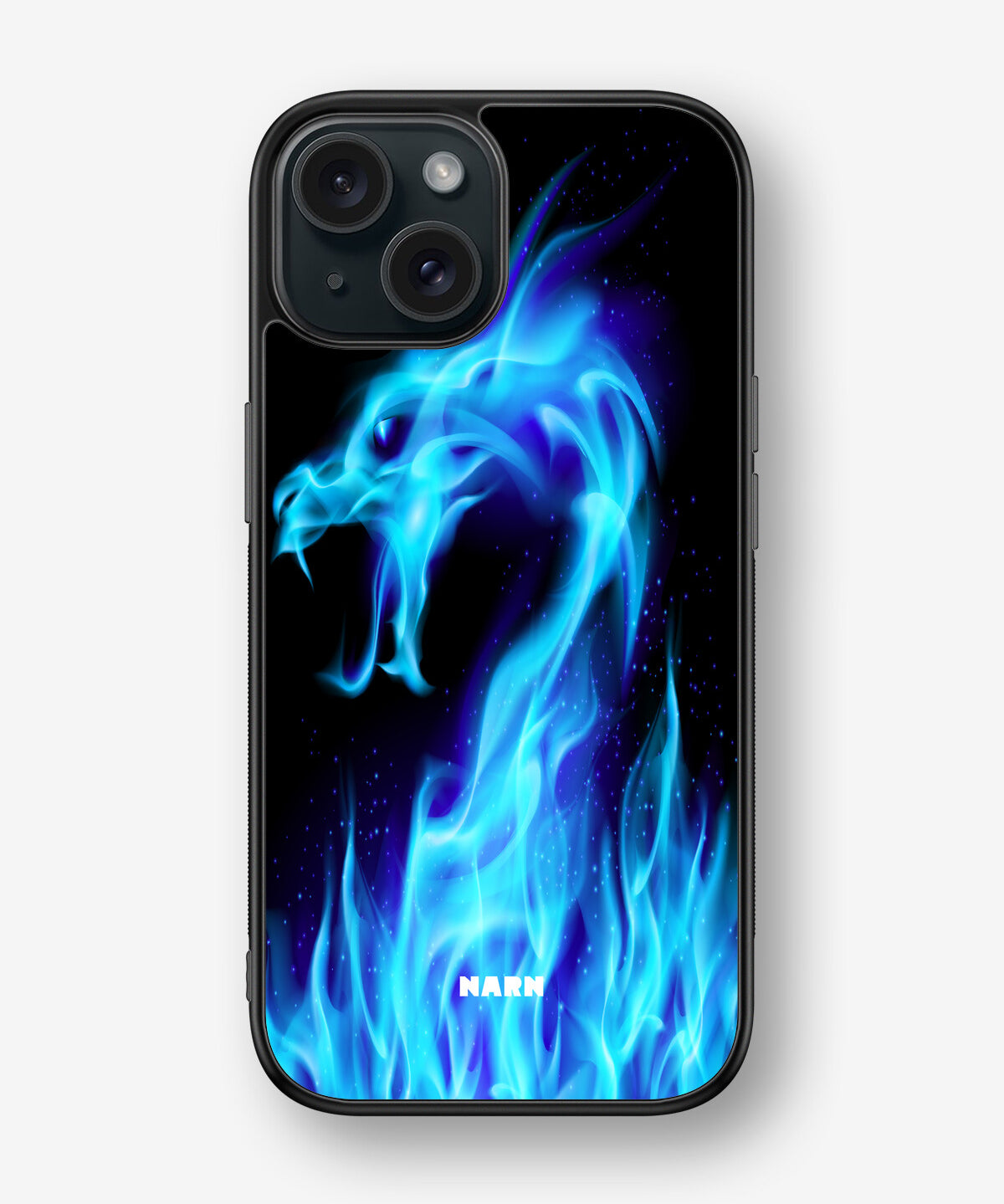 iPhone 15 Hard Case – Blue Flames Dragon - View 1