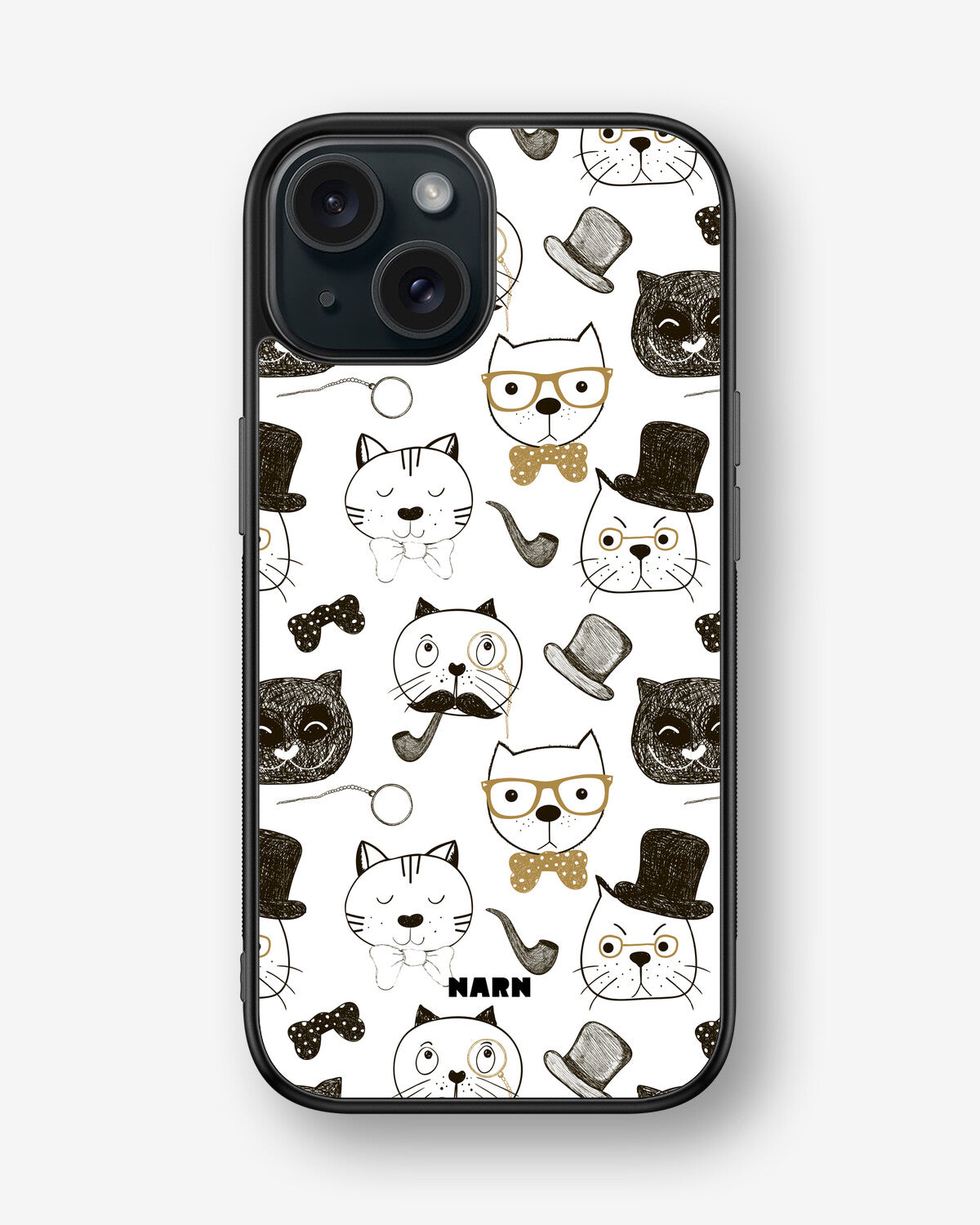 iPhone 15 Hard Case – Cartoon Cats - View 1