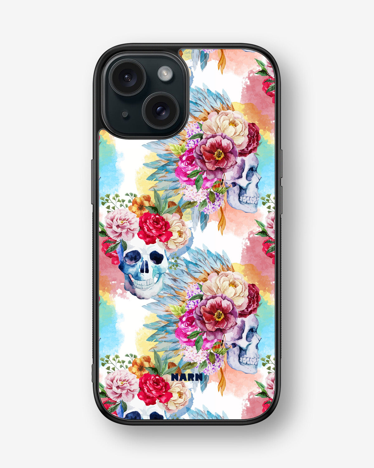 iPhone 15 Hard Case – Flowered Skulls - View 1