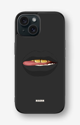 iPhone 15 Hard Case – Golden Lips - View 1