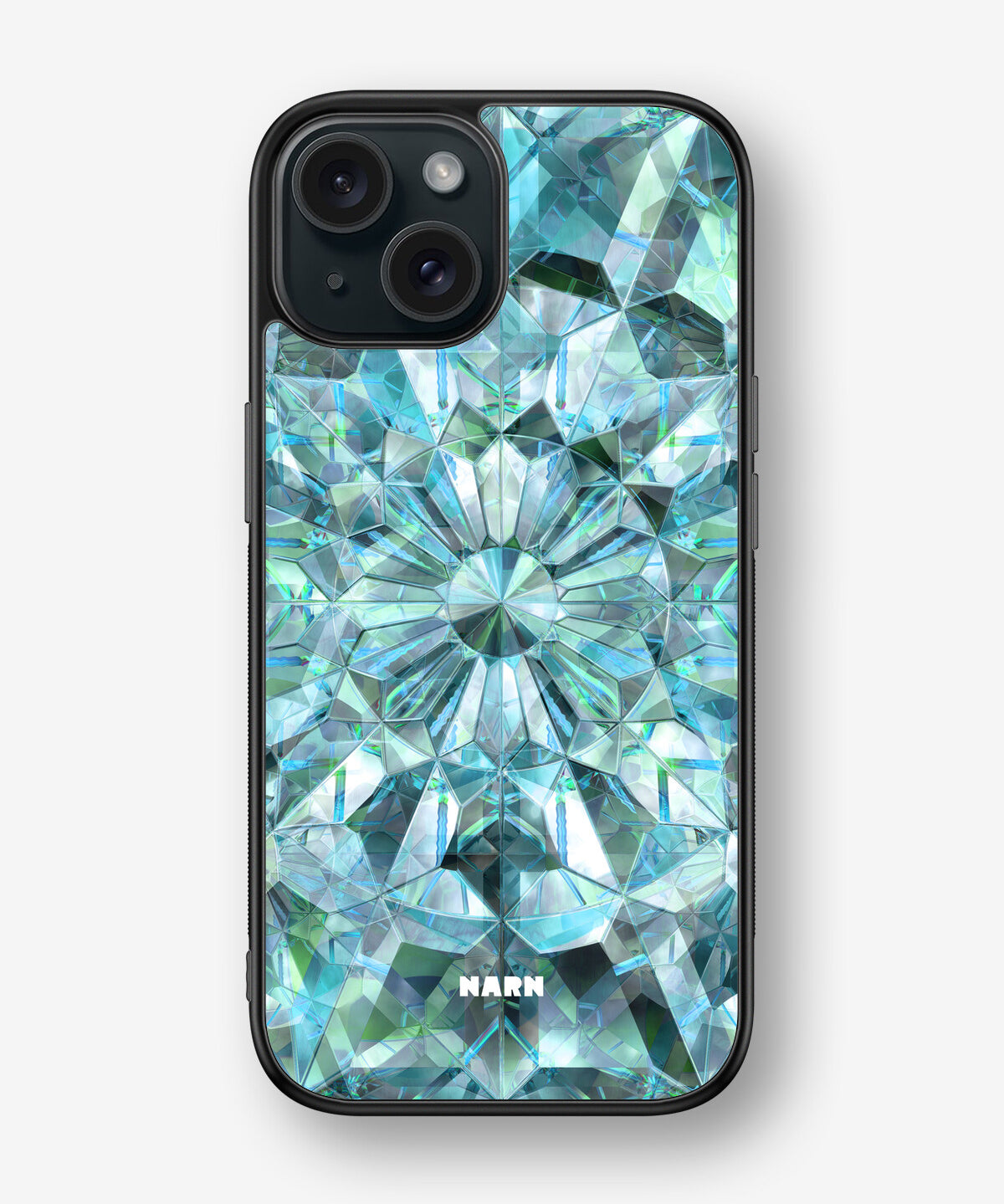 iPhone 15 Hard Case – Green Crystals - View 1