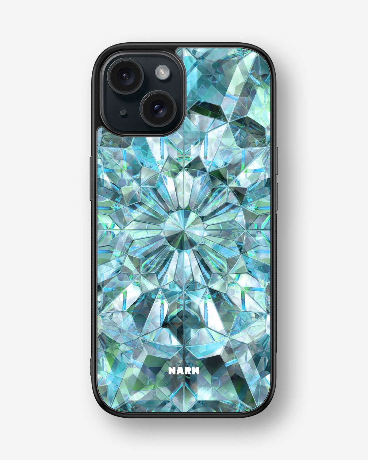 iPhone 15 Hard Case – Green Crystals - View 1
