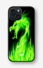 iPhone 15 Hard Case – Green Flames Dragon - View 1