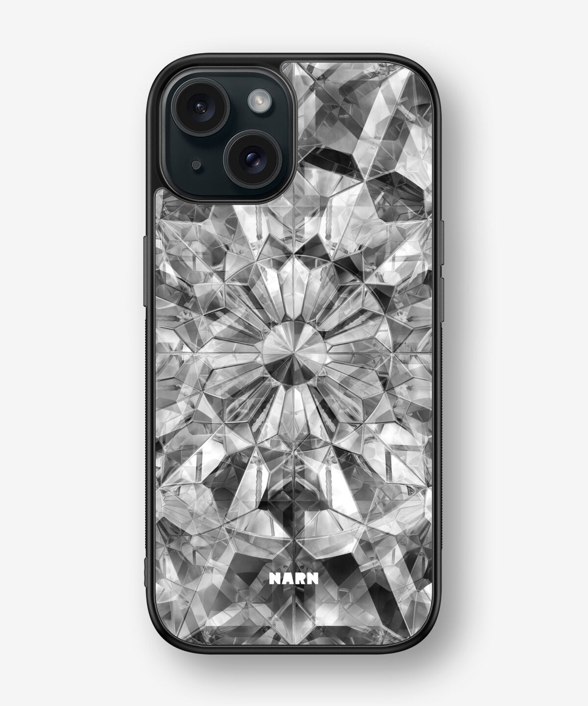 iPhone 15 Hard Case – Grey Crystals - View 1