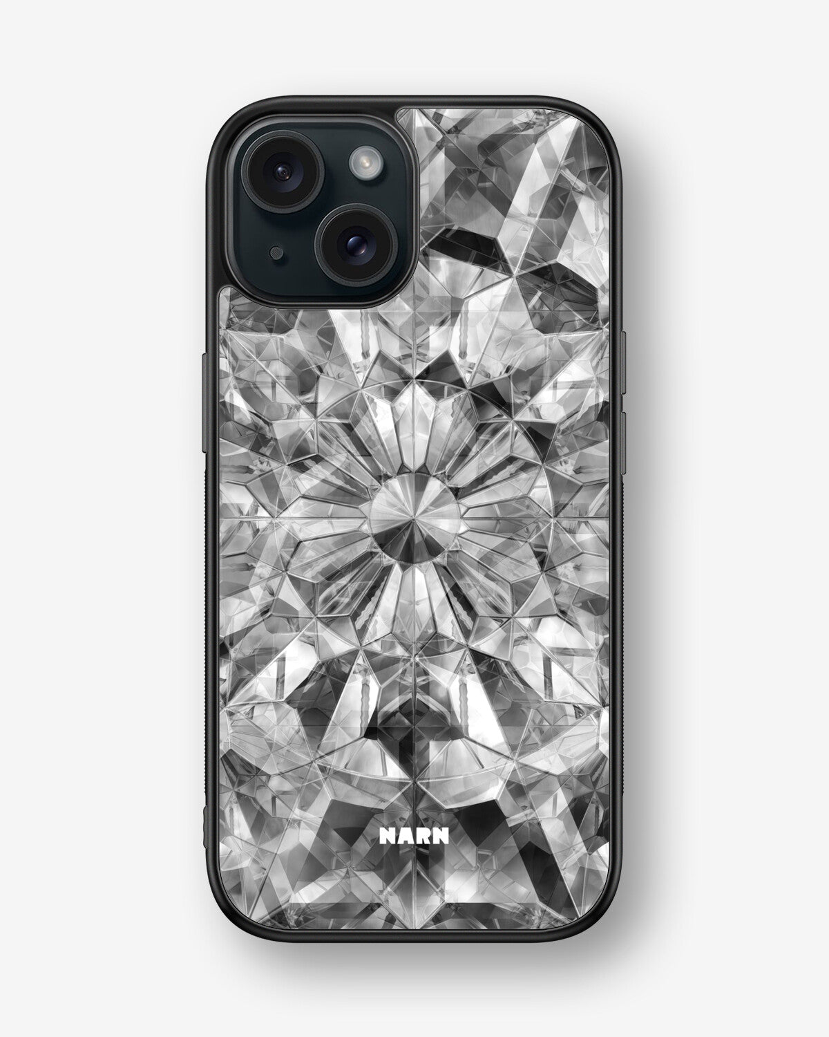 iPhone 15 Hard Case – Grey Crystals - View 1