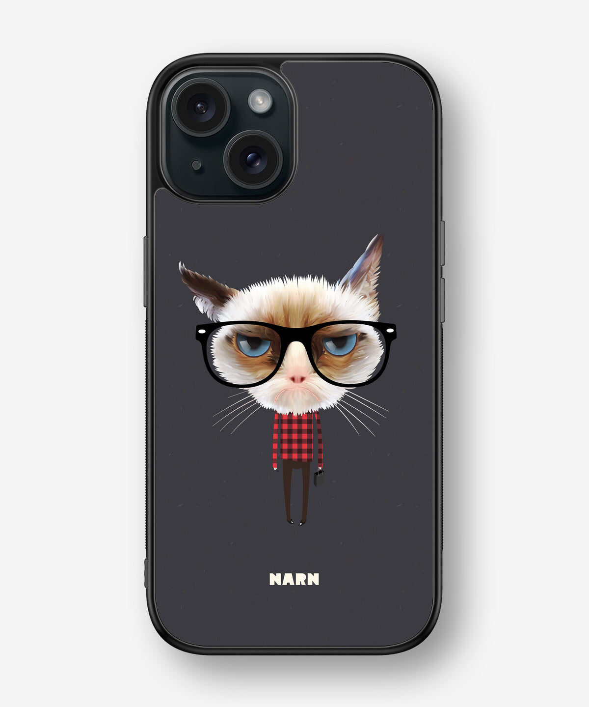 iPhone 15 Hard Case – Hipster Cat - View 1