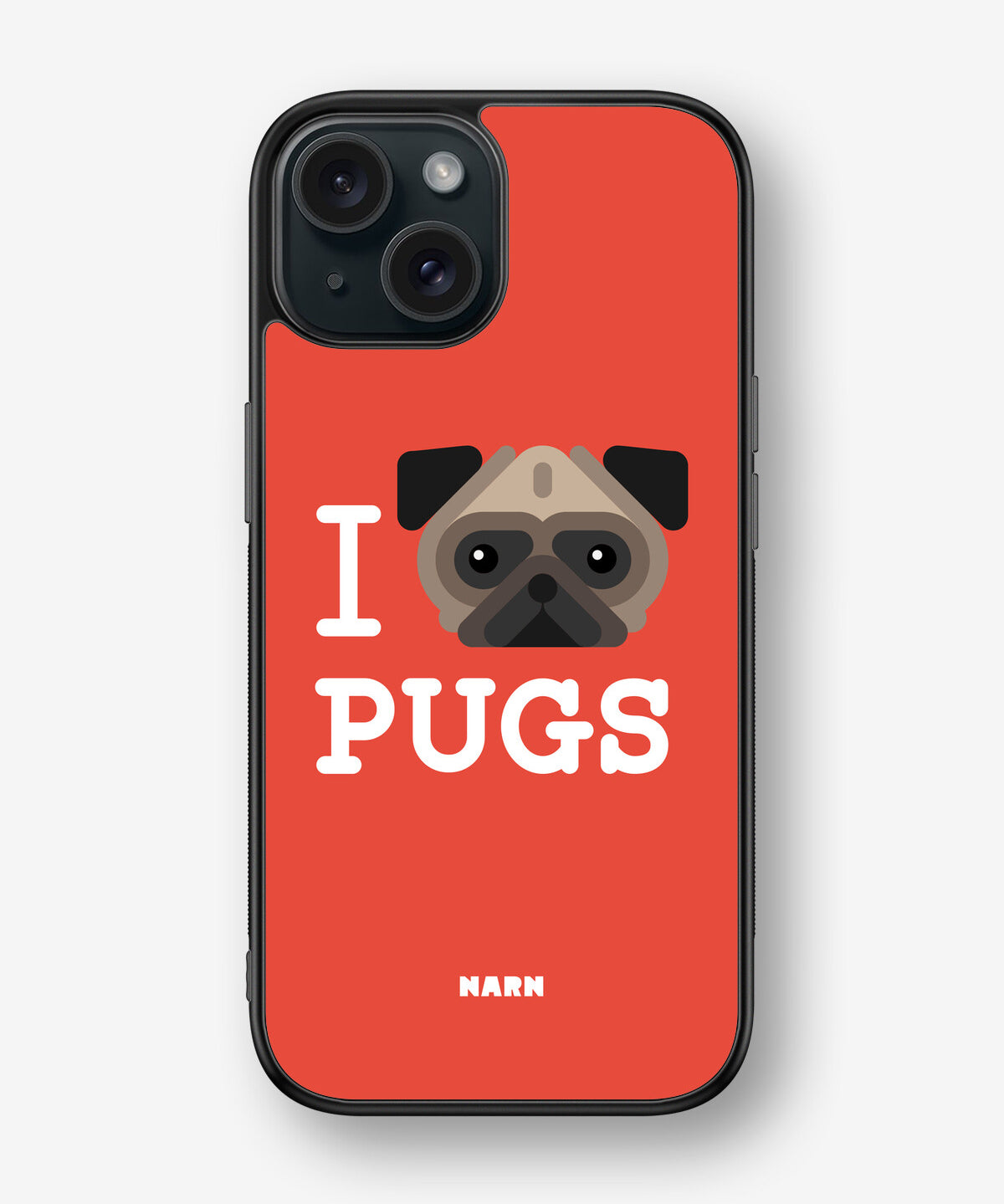 iPhone 15 Hard Case – I Love Pugs - View 1