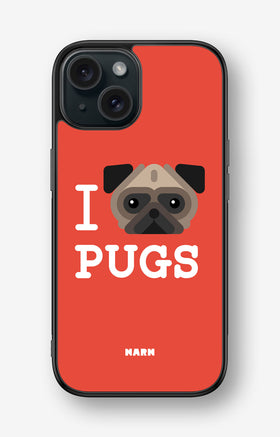 iPhone 15 Hard Case – I Love Pugs - View 1