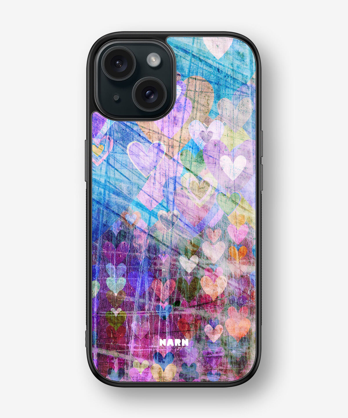 iPhone 15 Hard Case – Purple Hearts - View 1