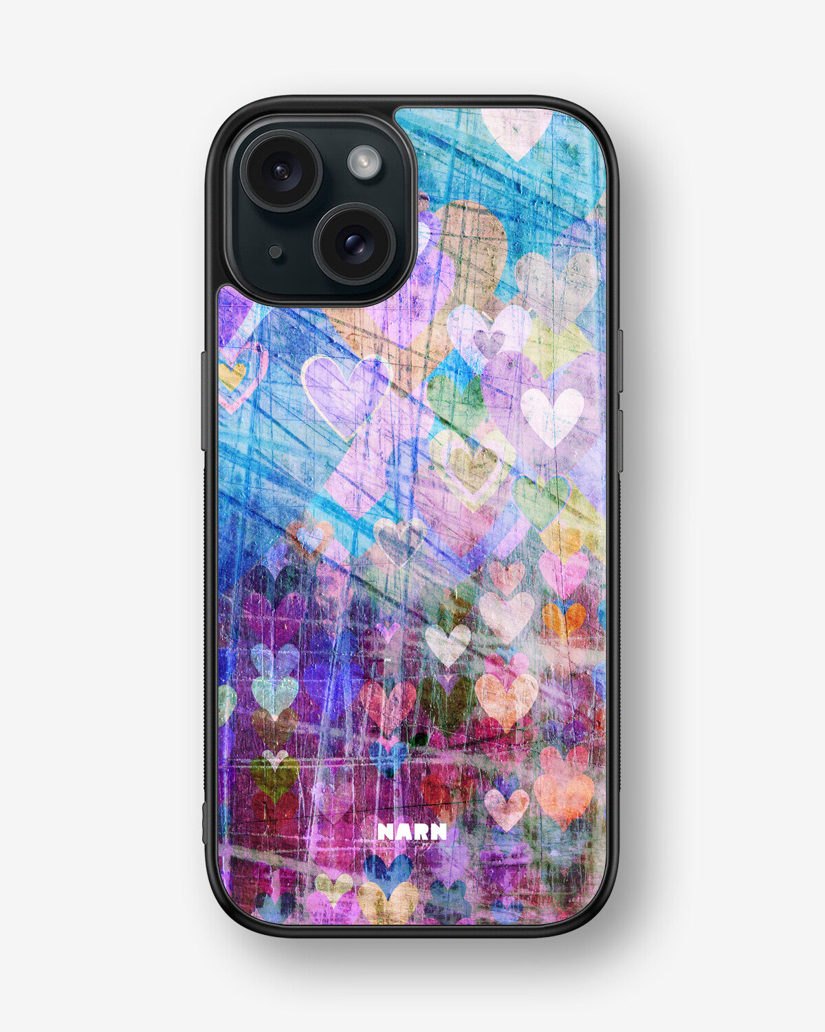 iPhone 15 Hard Case – Purple Hearts - View 1