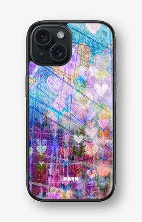 iPhone 15 Hard Case – Purple Hearts - View 1