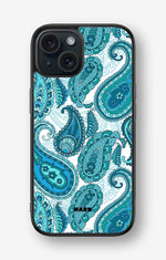 iPhone 15 Hard Case – Turquoise Paisley - View 1