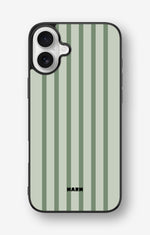 iPhone 16 Plus Hard Case – Sage Stripes - View 1
