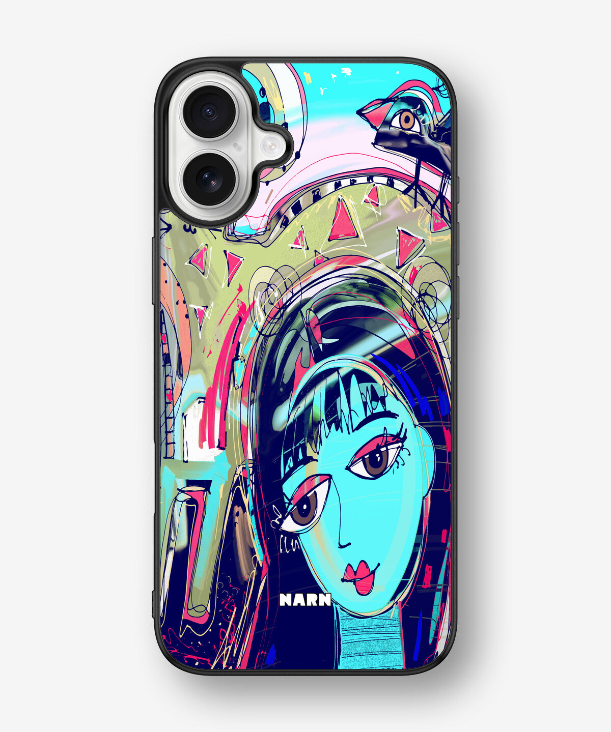 iPhone 16 Plus Hard Case – Abstract Cat - View 1
