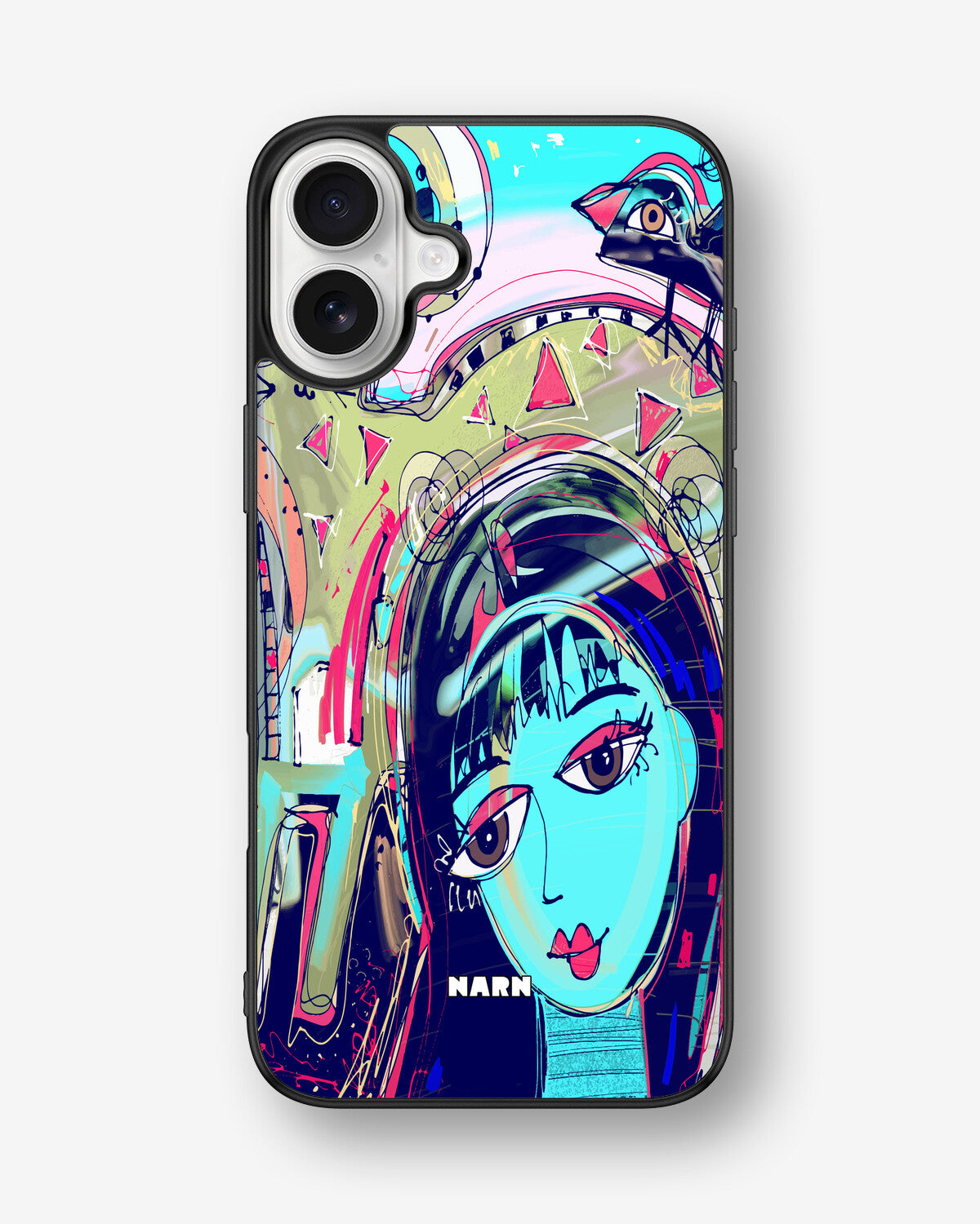 iPhone 16 Plus Hard Case – Abstract Cat - View 1