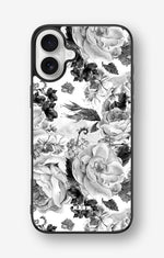 iPhone 16 Plus Hard Case – Black & White Bloom - View 1