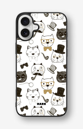 iPhone 16 Plus Hard Case – Cartoon Cats - View 1