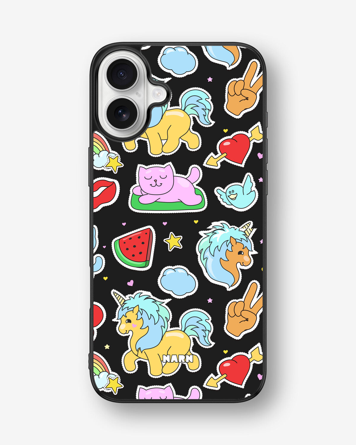 iPhone 16 Plus Hard Case – Cute Stickers - View 1