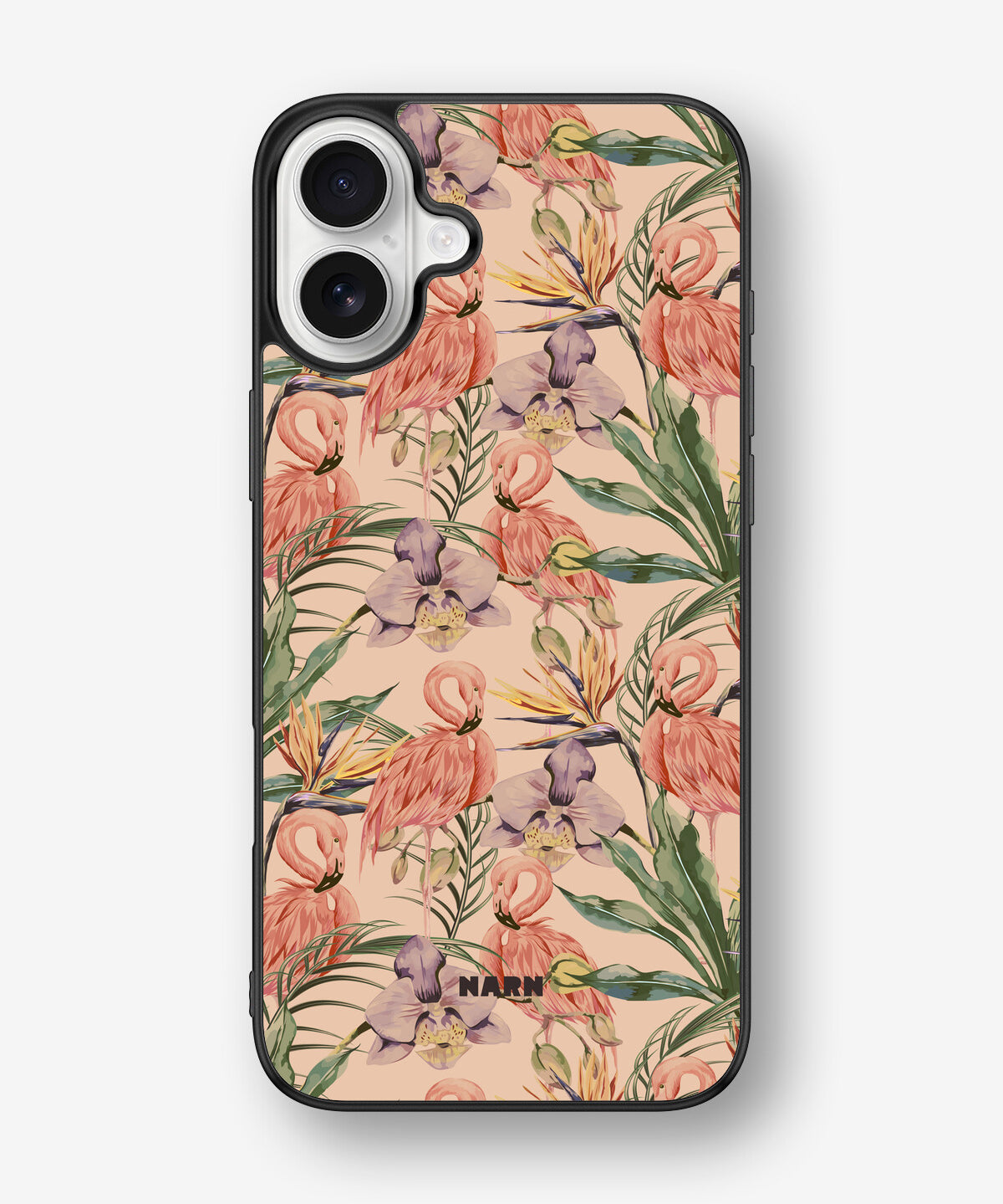 iPhone 16 Plus Hard Case – Flamingos & Flowers - View 1