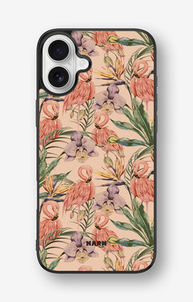 iPhone 16 Plus Hard Case – Flamingos & Flowers - View 1