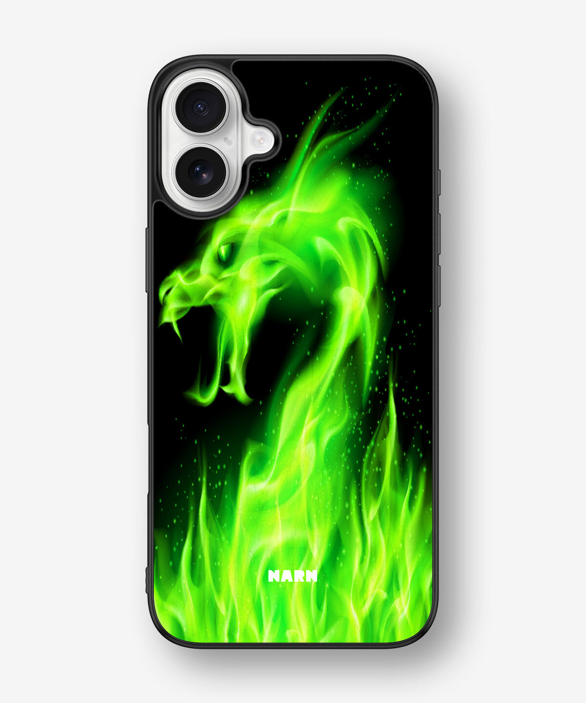 iPhone 16 Plus Hard Case – Green Flames Dragon - View 1