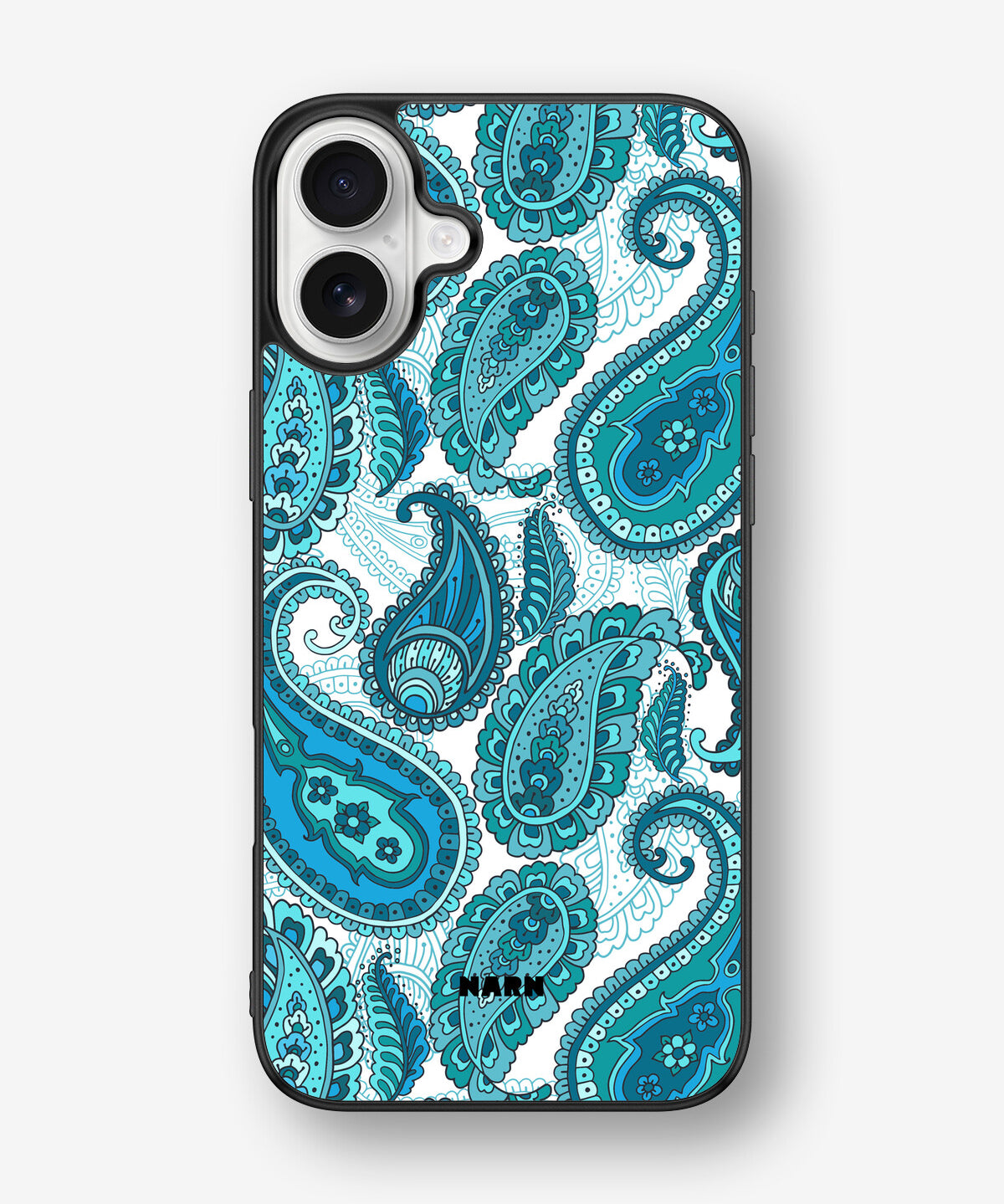 iPhone 16 Plus Hard Case – Turquoise Paisley - View 1