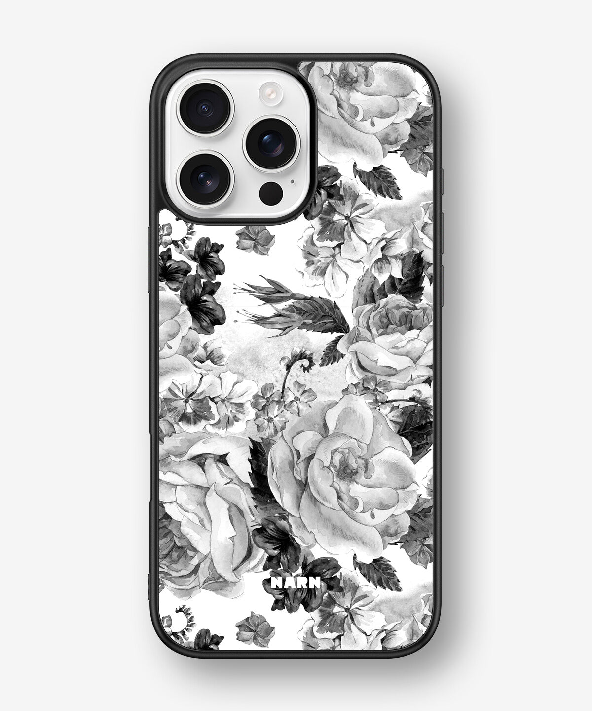 iPhone 16 Pro Max Hard Case – Black & White Bloom - View 1