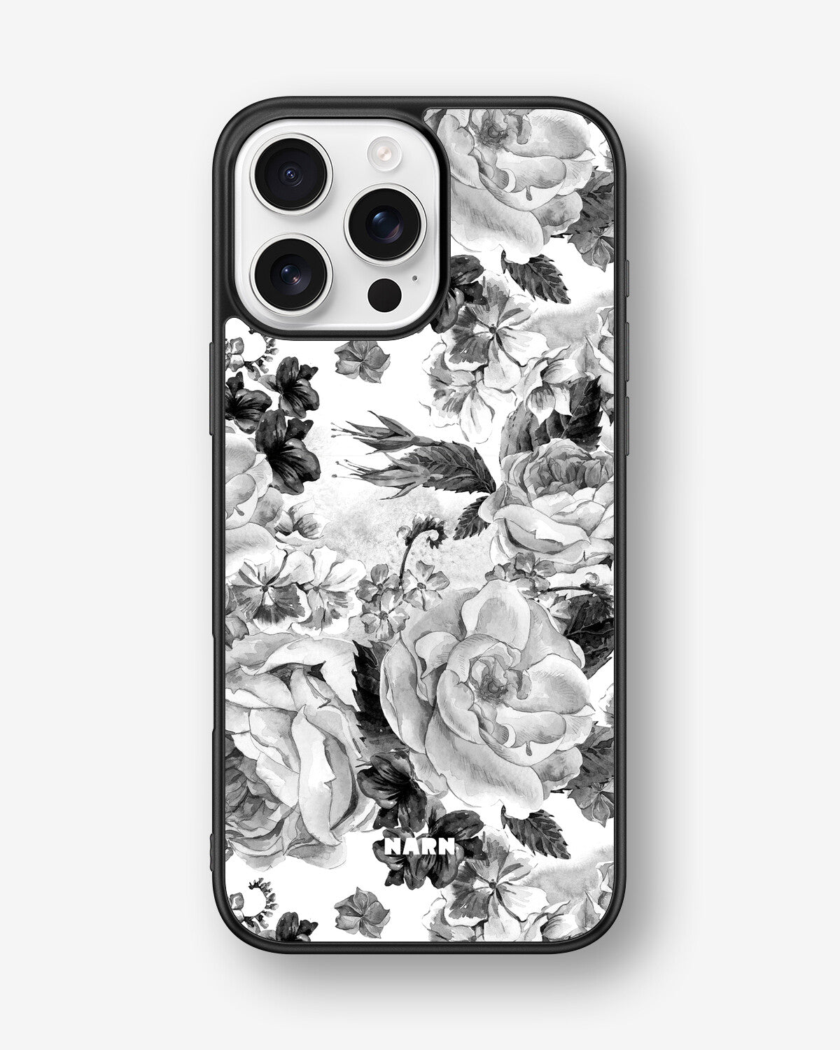 iPhone 16 Pro Max Hard Case – Black & White Bloom - View 1