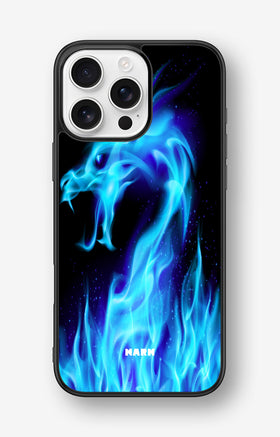 iPhone 16 Pro Max Hard Case – Blue Flames Dragon - View 1
