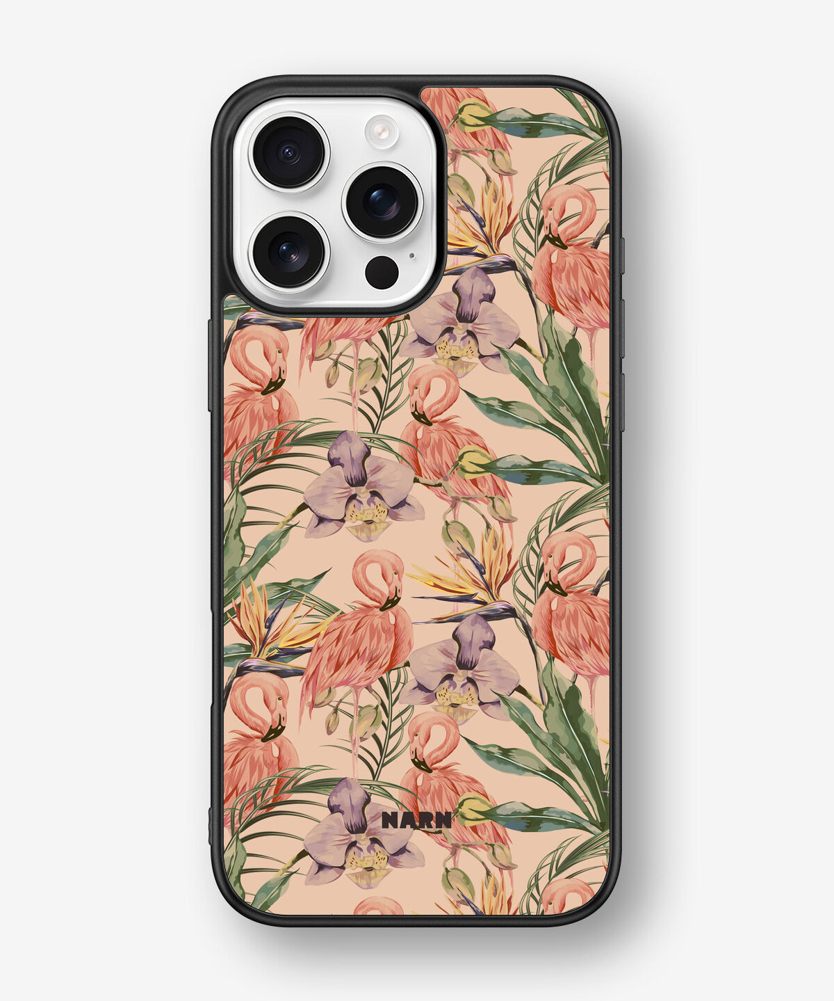 iPhone 16 Pro Max Hard Case – Flamingos & Flowers - View 1
