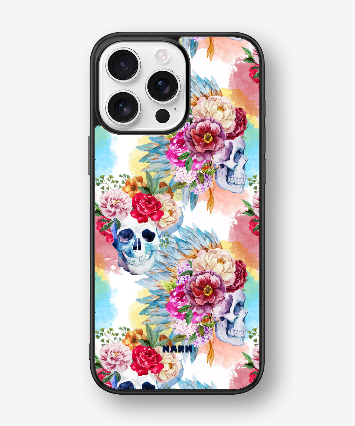 iPhone 16 Pro Max Hard Case – Flowered Skulls - View 1