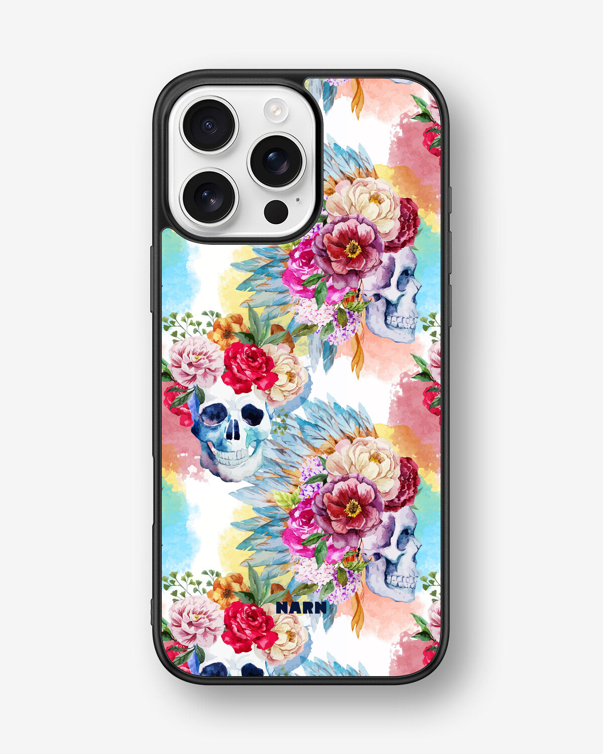 iPhone 16 Pro Max Hard Case – Flowered Skulls - View 1