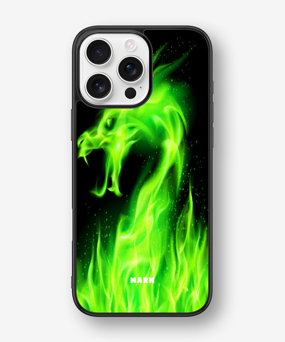 iPhone 16 Pro Max Hard Case – Green Flames Dragon - View 1
