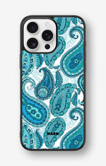 iPhone 16 Pro Max Hard Case – Turquoise Paisley - View 1