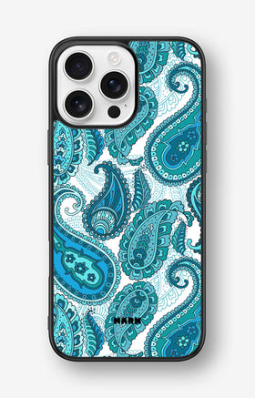 iPhone 16 Pro Max Hard Case – Turquoise Paisley - View 1