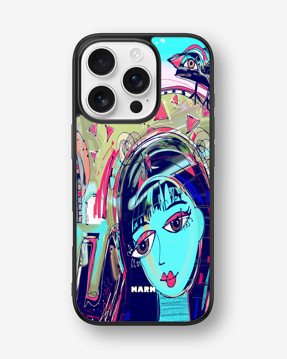 iPhone 16 Pro Hard Case – Abstract Cat - View 1