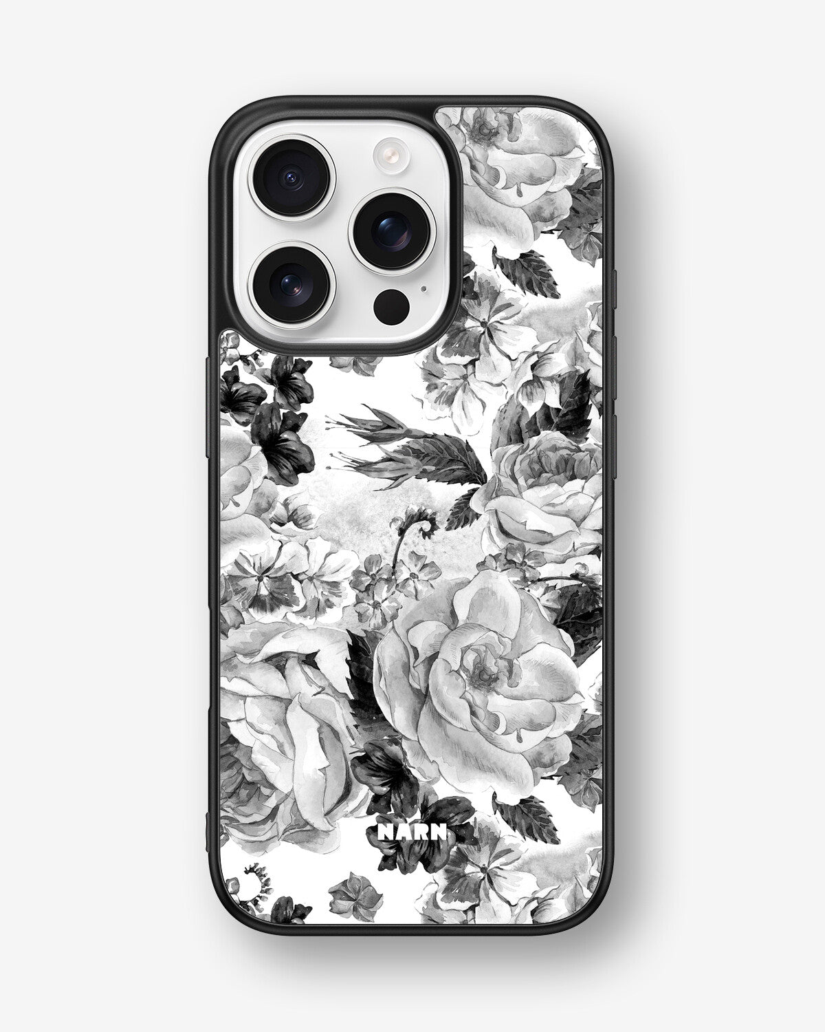 iPhone 16 Pro Hard Case – Black & White Bloom - View 1