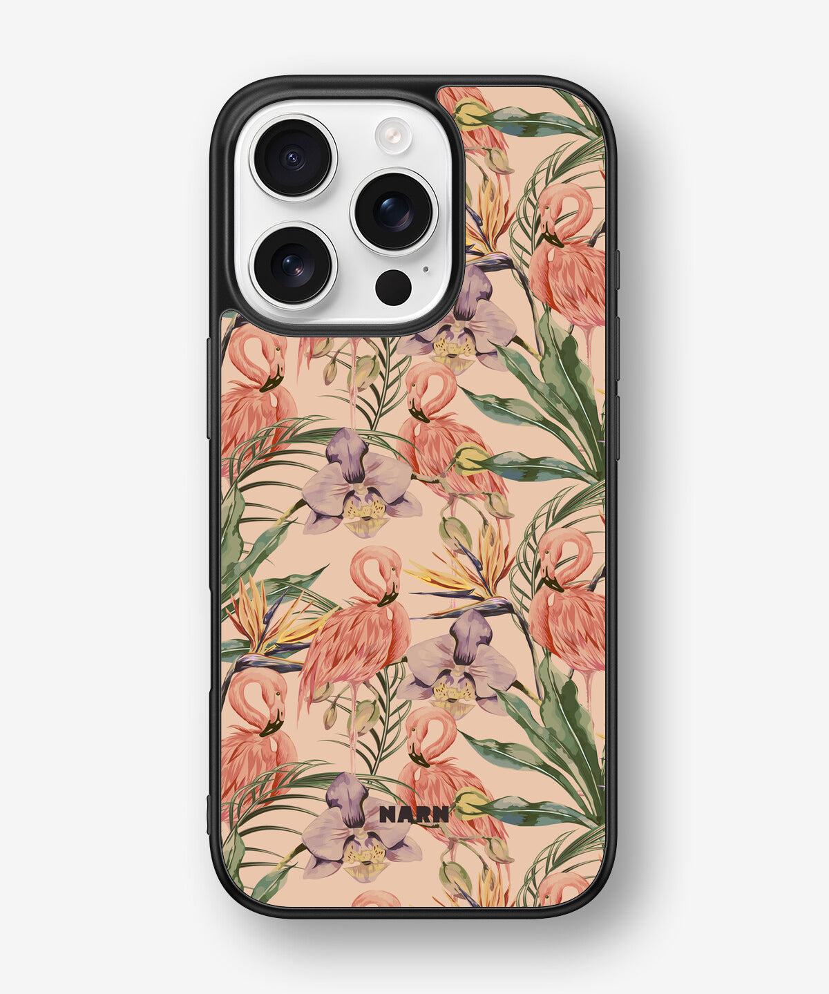 iPhone 16 Pro Hard Case – Flamingos & Flowers - View 1