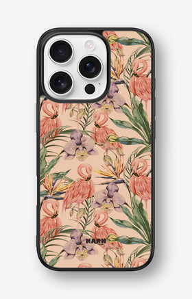 iPhone 16 Pro Hard Case – Flamingos & Flowers - View 1