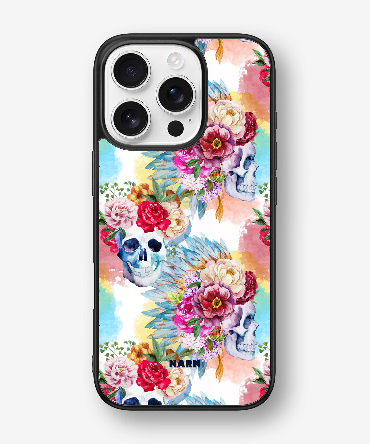 iPhone 16 Pro Hard Case – Flowered Skulls - View 1